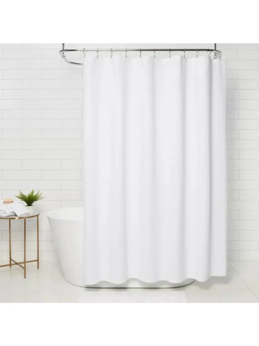Threshold White Diamond Matelesse 100% Cotton Buttonhole Hang Shower Curtain